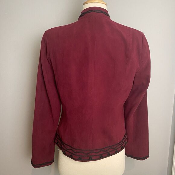 Dress Barn Suede Embroidered Maroon Womens Jacket -size S - Picture 6 of 9